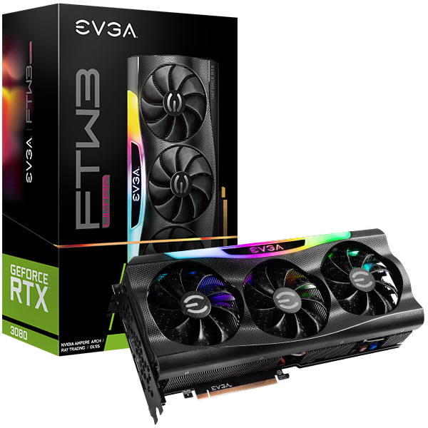 EVGA GeForce RTX 3080 FTW3 ULTRA GAMING 10GB GDDR6X iCX3 Technology ARGB LED Metal Backplate Video Graphics Card 10G-P5-3897-KR