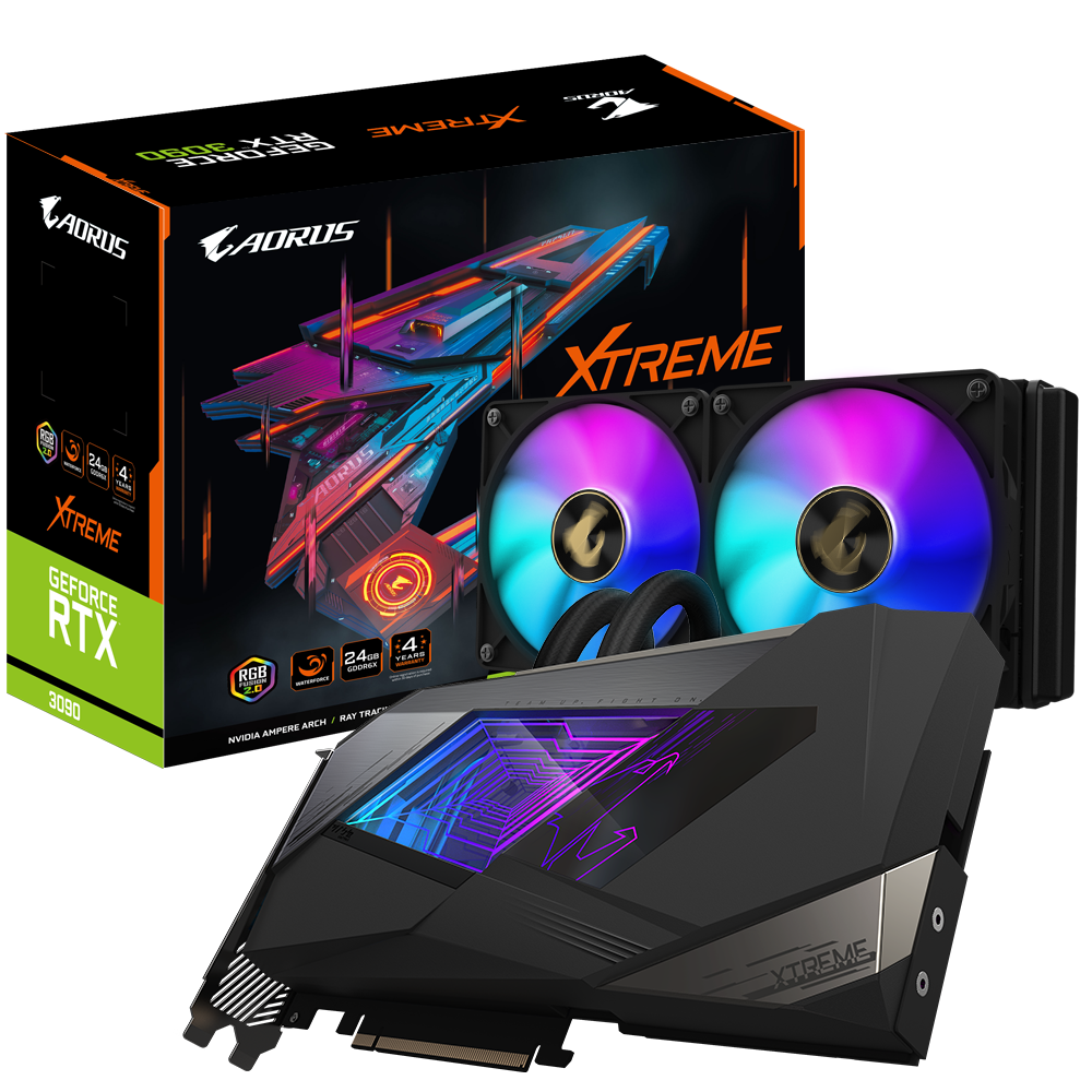 GIGABYTE AORUS GeForce RTX 3090 XTREME WATERFORCE 24G All-in-One Cooling System 24GB 384-bit GDDR6X Video Graphics Card GV-N3090AORUSX W-24GD