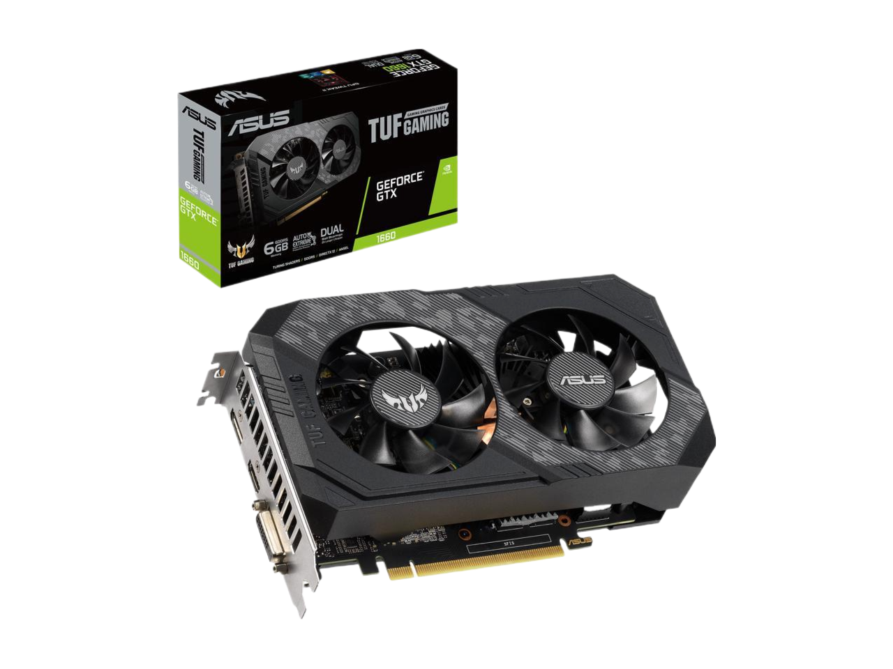 ASUS TUF Gaming GeForce GTX 1660 Overclocked 6GB Dual-fan Edition HDMI DP DVI Gaming Graphics Card TUF-GTX1660-O6G-GAMING