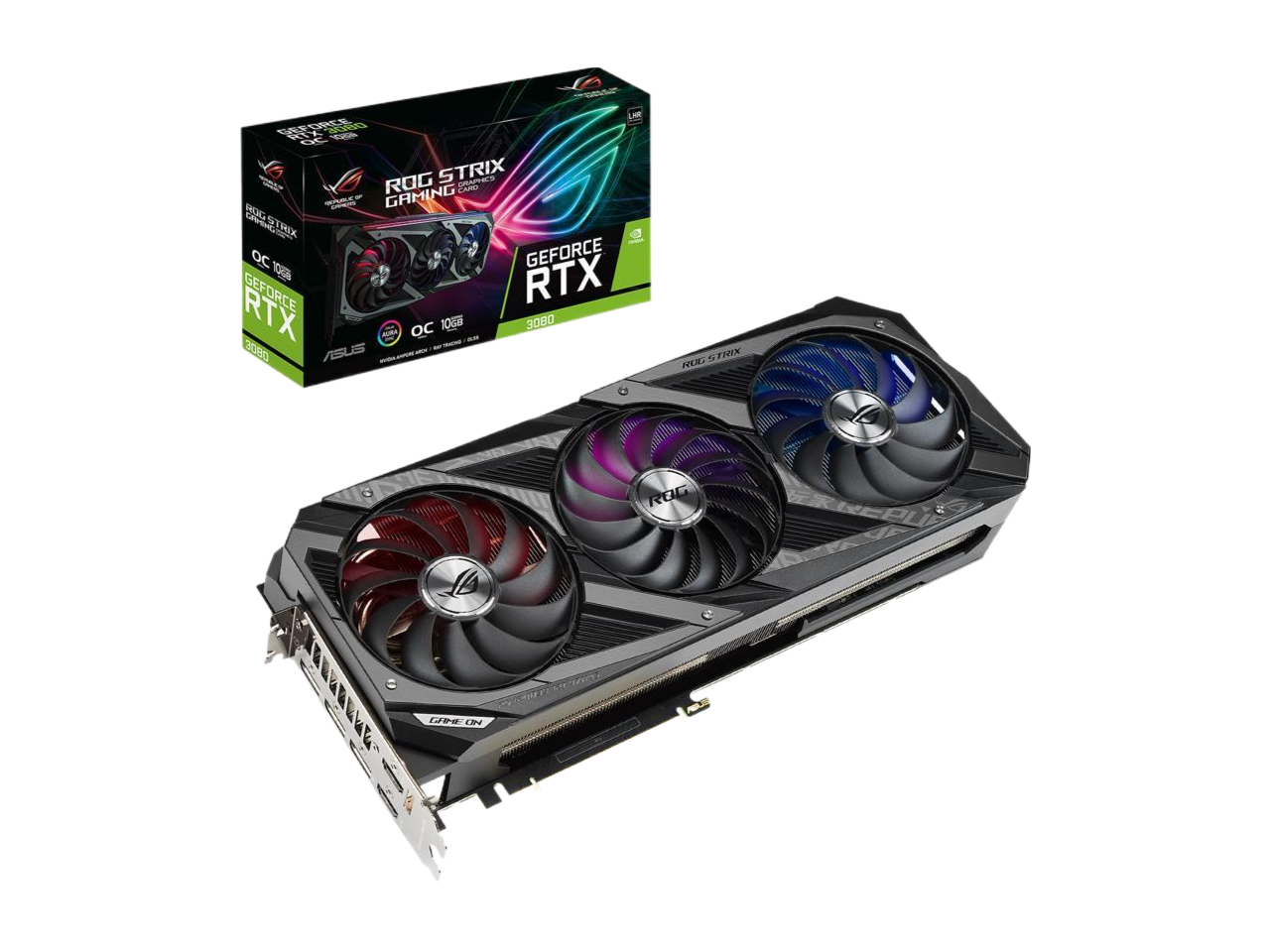 ASUS ROG Strix GeForce RTX 3080 V2 OC Edition 10GB GDDR6X PCI Express 4.0 x16 LHR Video Card ROG-STRIX-RTX3080-O10G-V2-GAMING