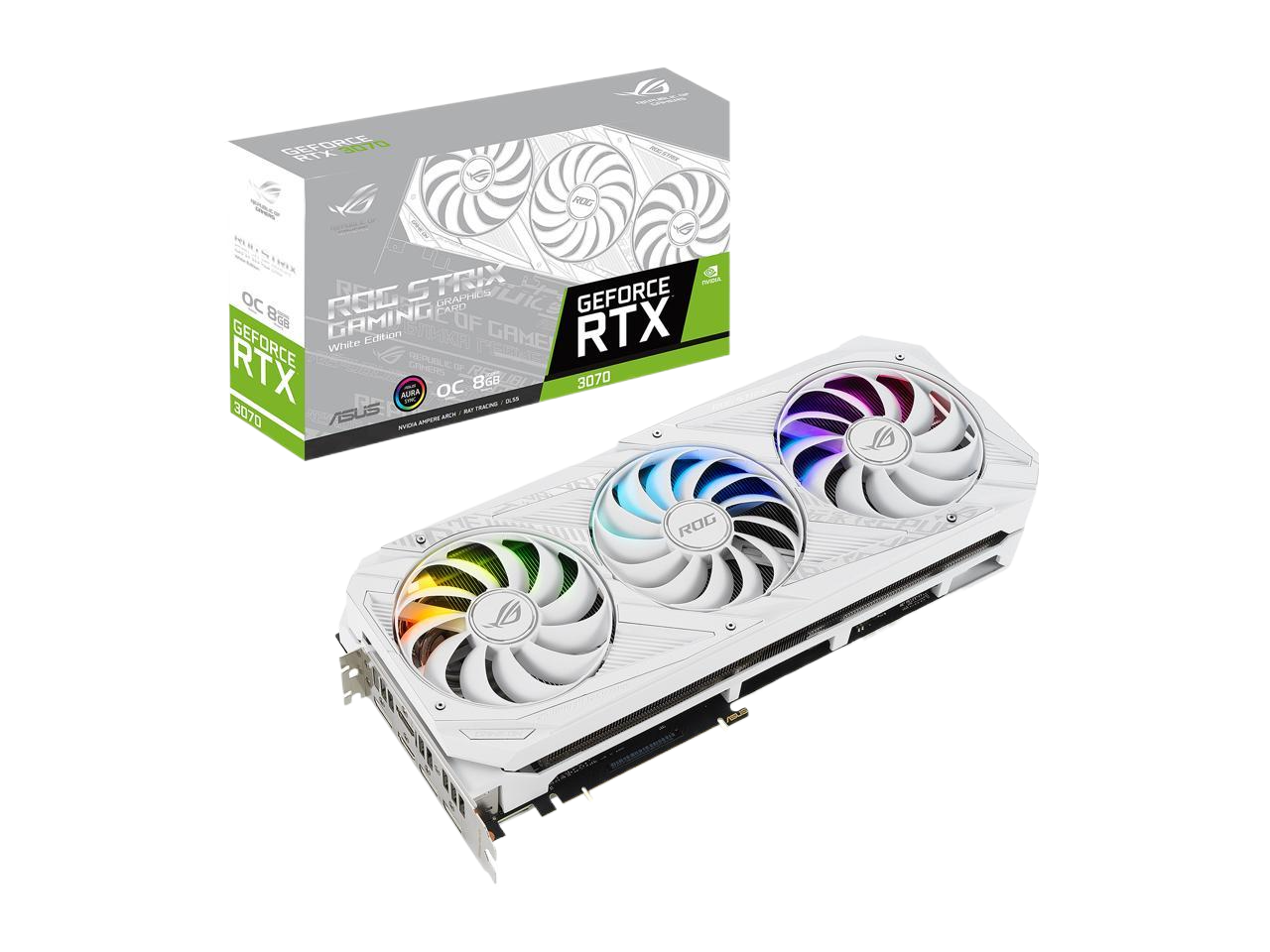 ASUS ROG Strix GeForce RTX 3070 8GB GDDR6 PCI Express 4.0 Video Card ROG-STRIX-RTX3070-O8G-WHITE