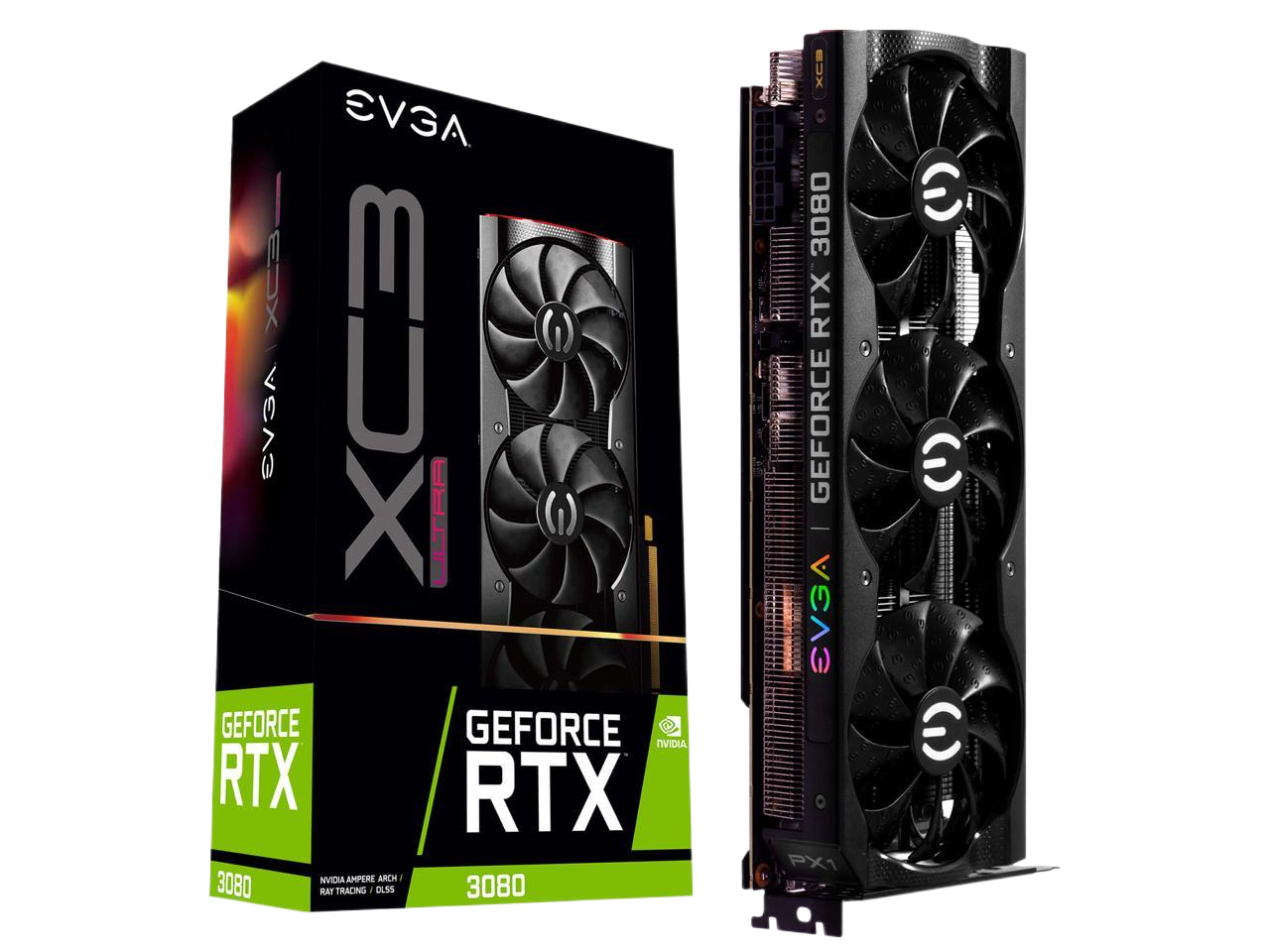 EVGA GeForce RTX 3080 XC3 Ultra Gaming 12GB GDDR6X iCX3 Cooling ARGB LED Metal Backplate LHR Video Graphics Card 12G-P5-4865-KL