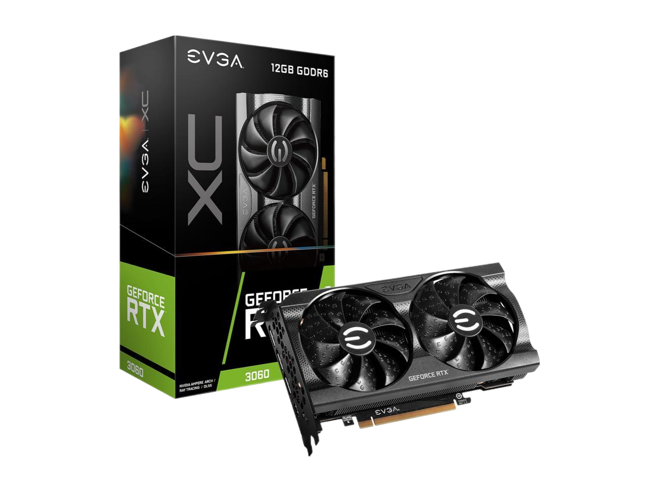 EVGA NVIDIA GeForce RTX 3060 XC 12GB DDDR6 Dual-Fan Metal Backplate Video Card 12G-P5-3657-KR