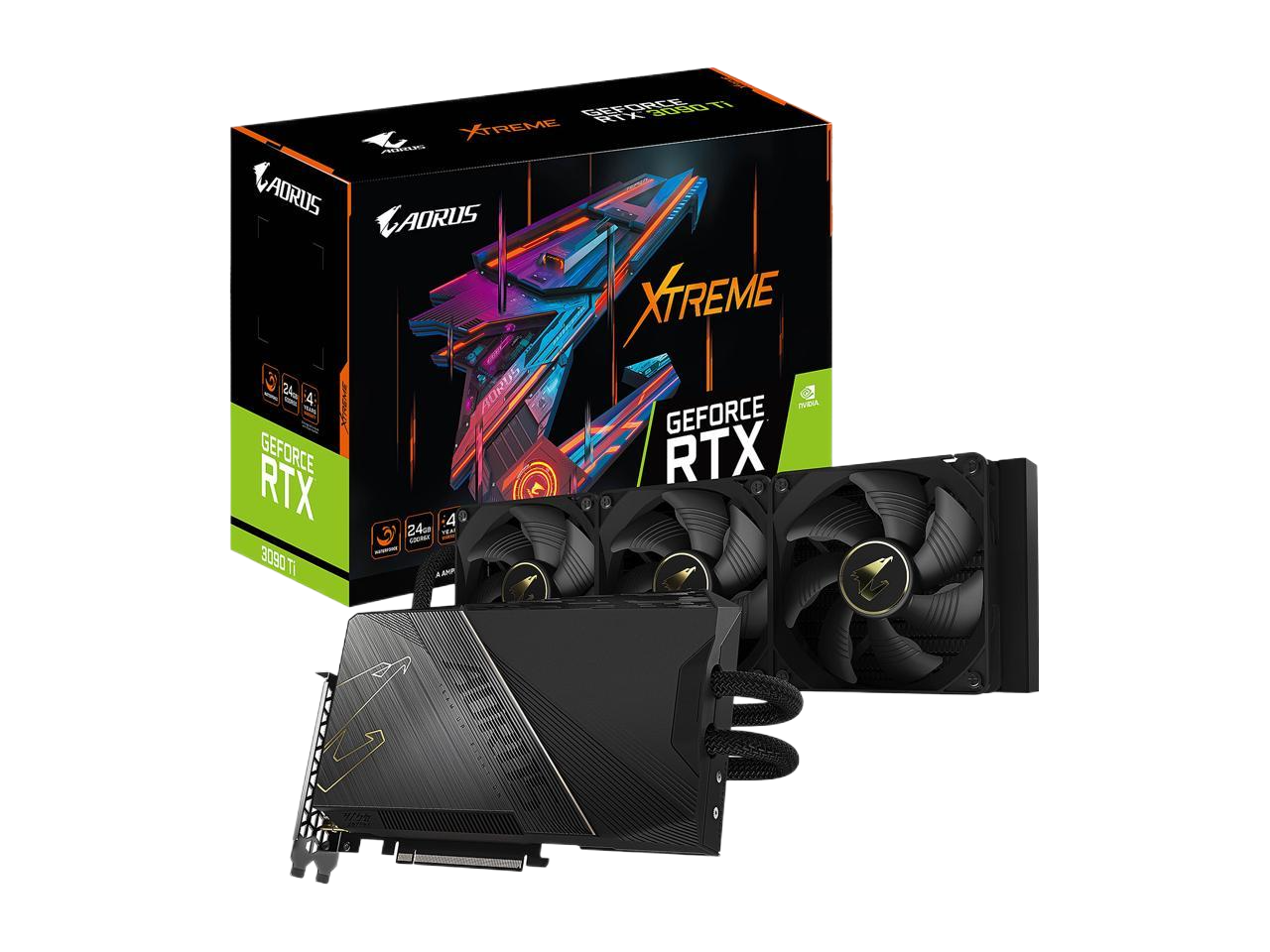 GIGABYTE AORUS GeForce RTX 3090 Ti XTREME WATERFORCE 24GB GDDR6X PCI Express 4.0 ATX Video Card GV-N309TAORUSX W-24GD