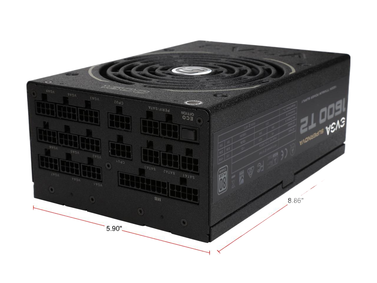 EVGA SuperNOVA 1600 T2 220-T2-1600-X1 80+ TITANIUM 1600W Fully Modular EVGA ECO Mode Includes FREE Power On Self Tester Power Supply