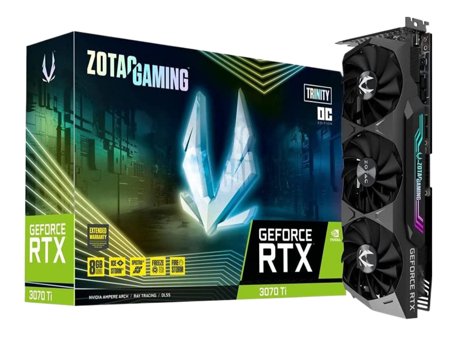 ZOTAC GAMING GeForce RTX 3070 Ti Trinity OC 8GB GDDR6X 256-bit 19 Gbps PCIE 4.0 IceStorm 2.0 Advanced Cooling SPECTRA 2.0 RGB Lighting Gaming Graphics Card ZT-A30710J-10P