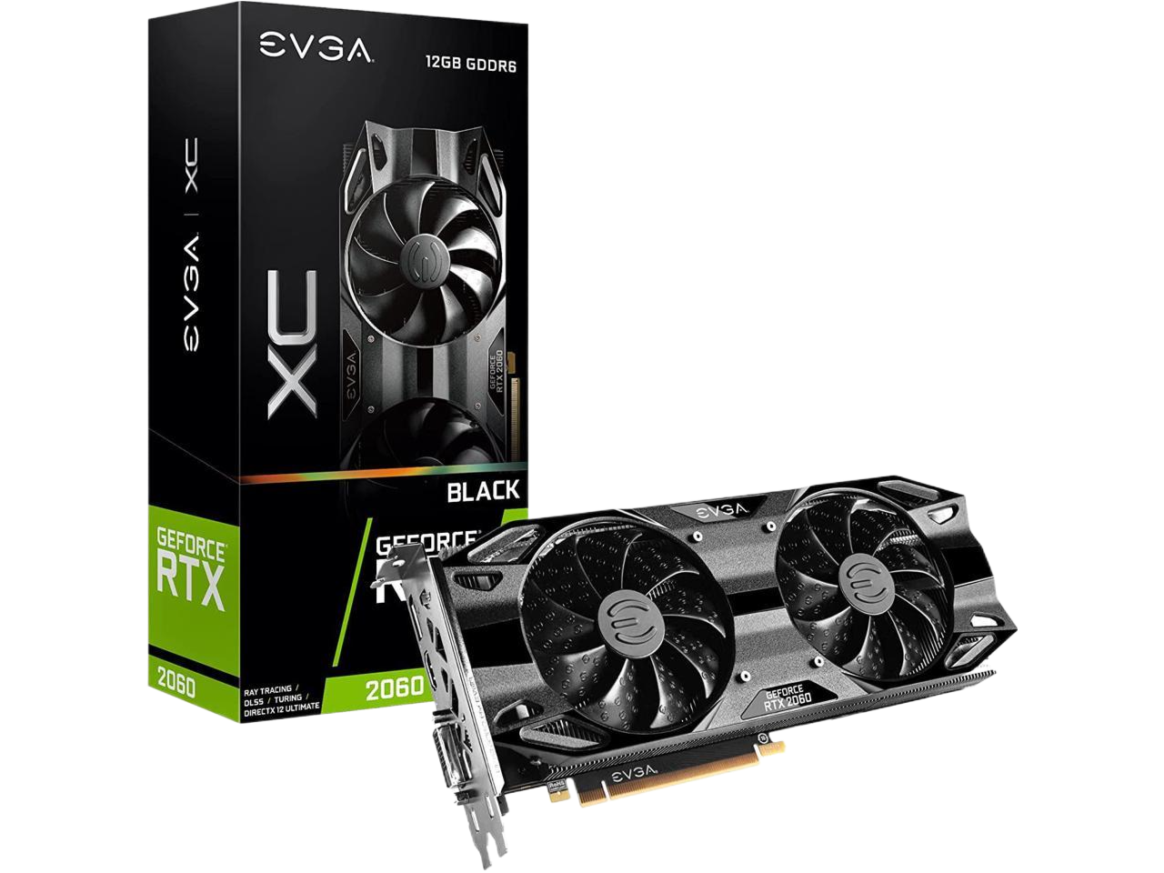 EVGA GeForce RTX 2060 12GB XC Black Gaming 12GB GDDR6 Dual Fans Metal Backplate Video Graphics Card 12G-P4-2261-KR
