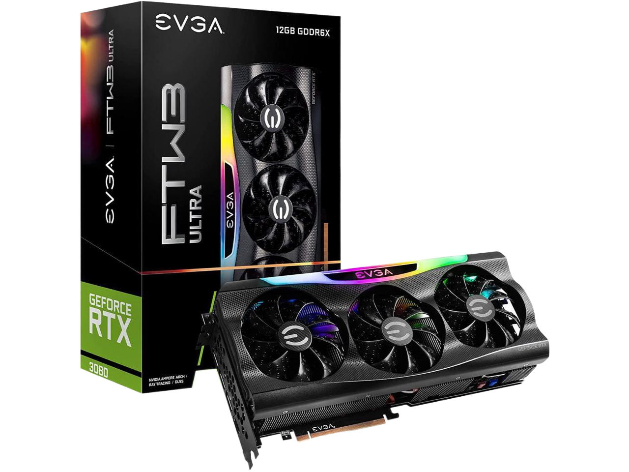 EVGA GeForce RTX 3080 FTW3 Ultra Gaming 12GB GDDR6X iCX3 Technology ARGB LED Metal Backplate LHR Graphics Card 12G-P5-4877-KL