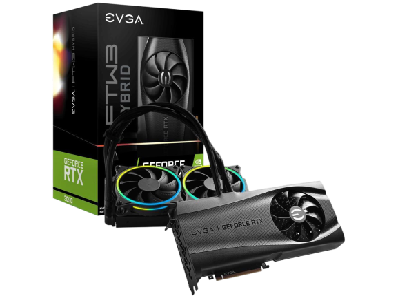 EVGA GeForce RTX 3090 FTW3 ULTRA HYBRID GAMING 24GB GDDR6X ARGB LED Metal Backplate Video Graphics Card 24G-P5-3988-KR