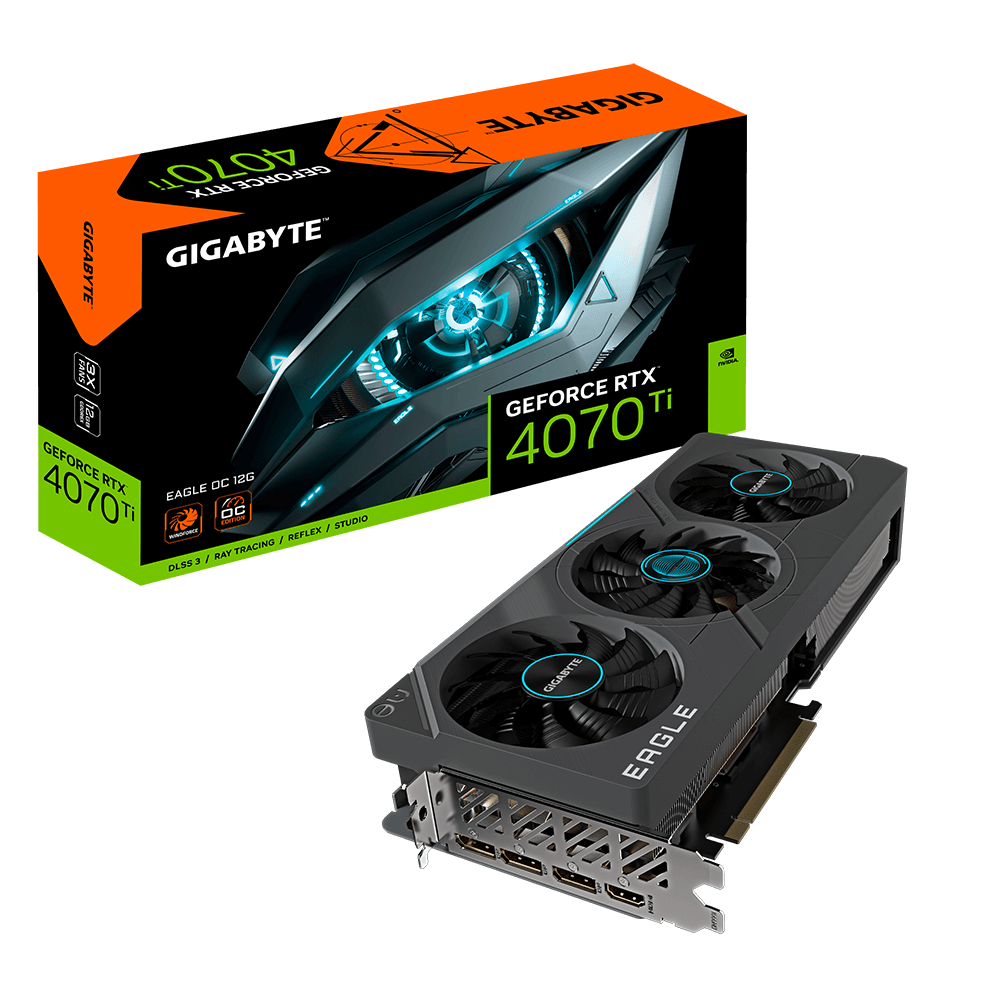 GIGABYTE GeForce RTX 4070 Ti EAGLE OC 12G Graphics Card, 3x WINDFORCE Fans, 12GB 192-bit GDDR6X, GV-N407TEAGLE OC-12GD Video Card
