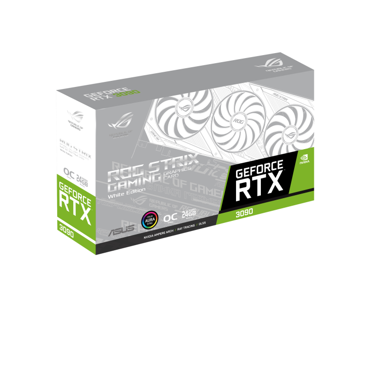 ASUS ROG Strix GeForce RTX 3090 24GB GDDR6X PCI Express 4.0 SLI Support Video Card ROG-STRIX-RTX3090-O24G-WHITE