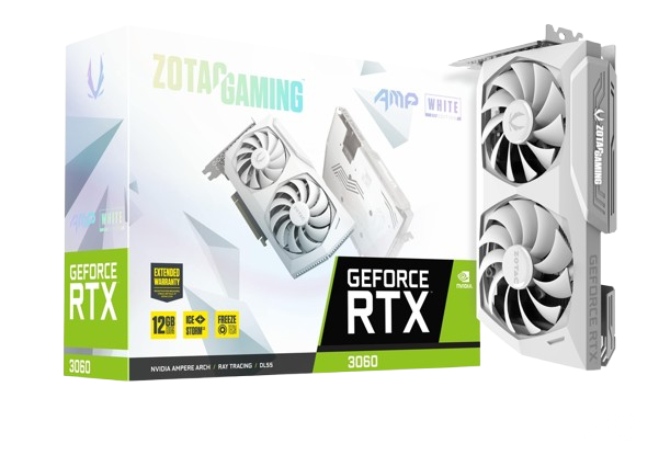 ZOTAC GAMING GeForce RTX 3060 AMP White Edition 12GB GDDR6 192-bit 15 Gbps PCIE 4.0 Gaming Graphics Card