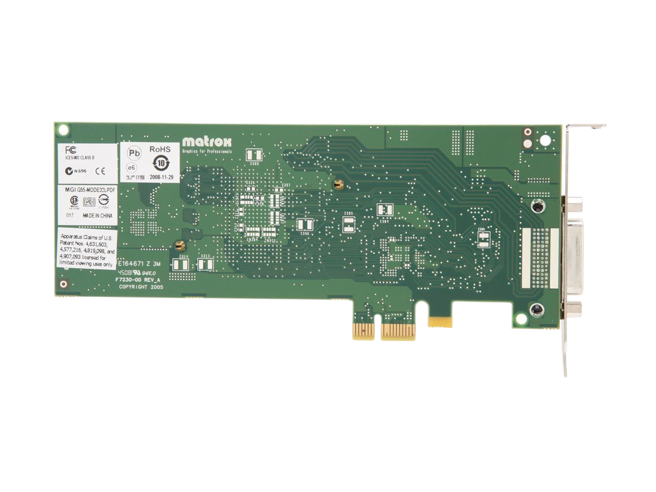 Matrox G550 G55-MDDE32LPDF 32MB PCI Express x1 Low Profile Workstation Video Card
