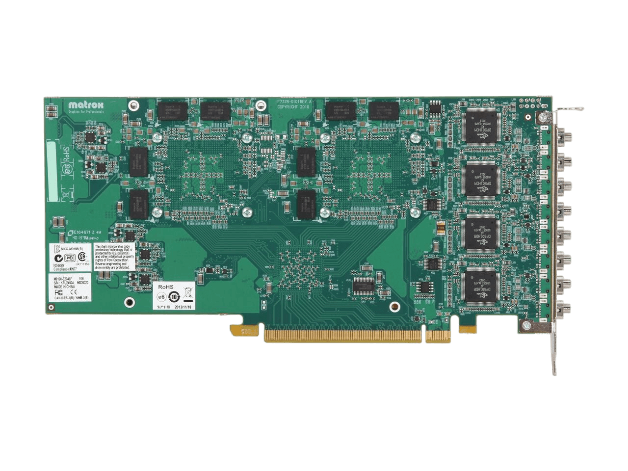 MATROX M9188 PCIe 16 Octal DisplayPort Video card - Matrox M9188 - PCI Express x16 - 2 GB - DDR II SDRAM - Display Port, DVI SL  M9188-E2048F