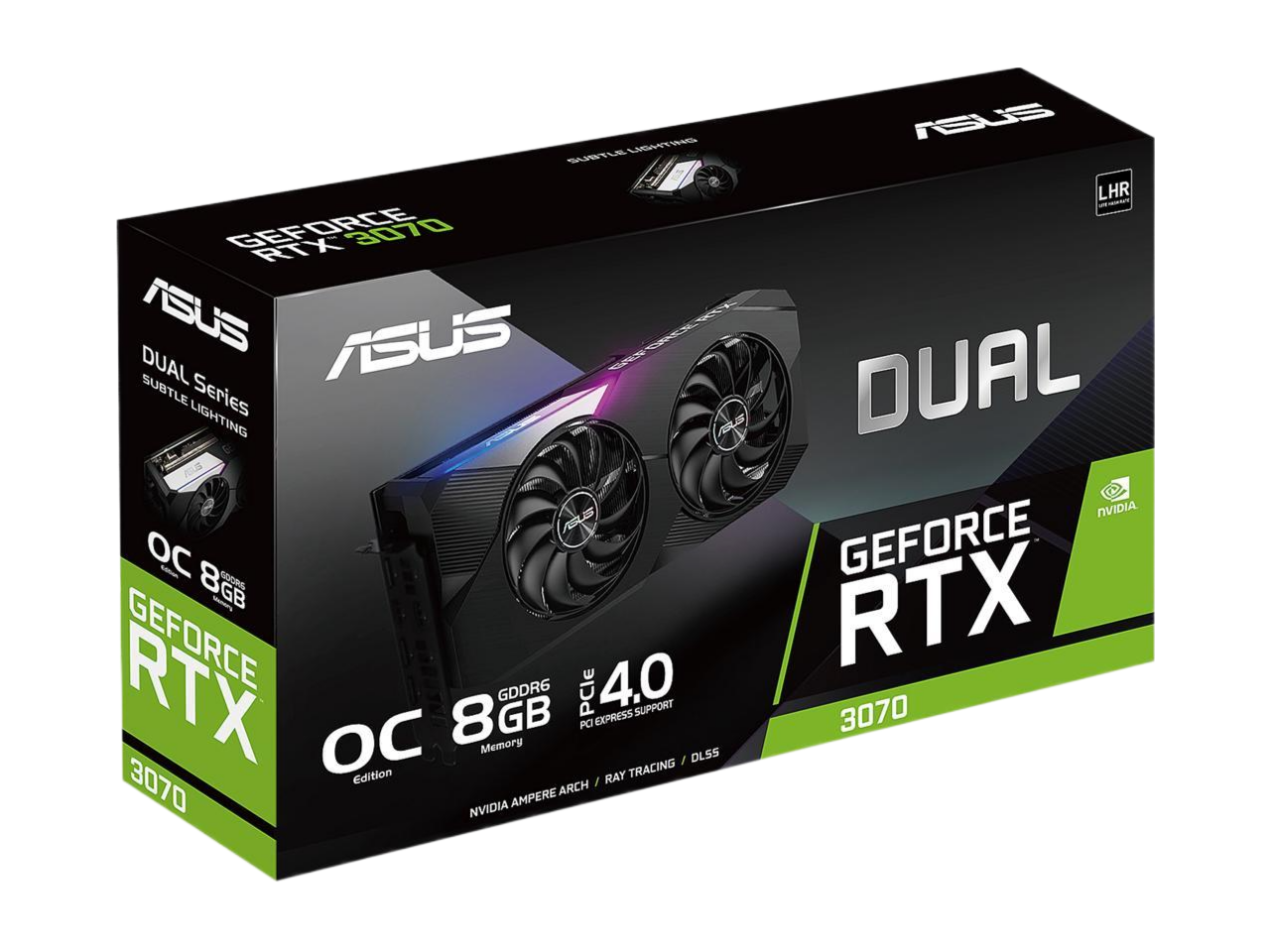 ASUS Dual NVIDIA GeForce RTX 3070 V2 OC Edition Gaming 8GB GDDR6  PCIe 4.0 LHR HDMI 2.1 DisplayPort 1.4a Axial-tech Fan Design Dual BIOS Protective Backplate Graphics Card DUAL-RTX3070-O8G-V2