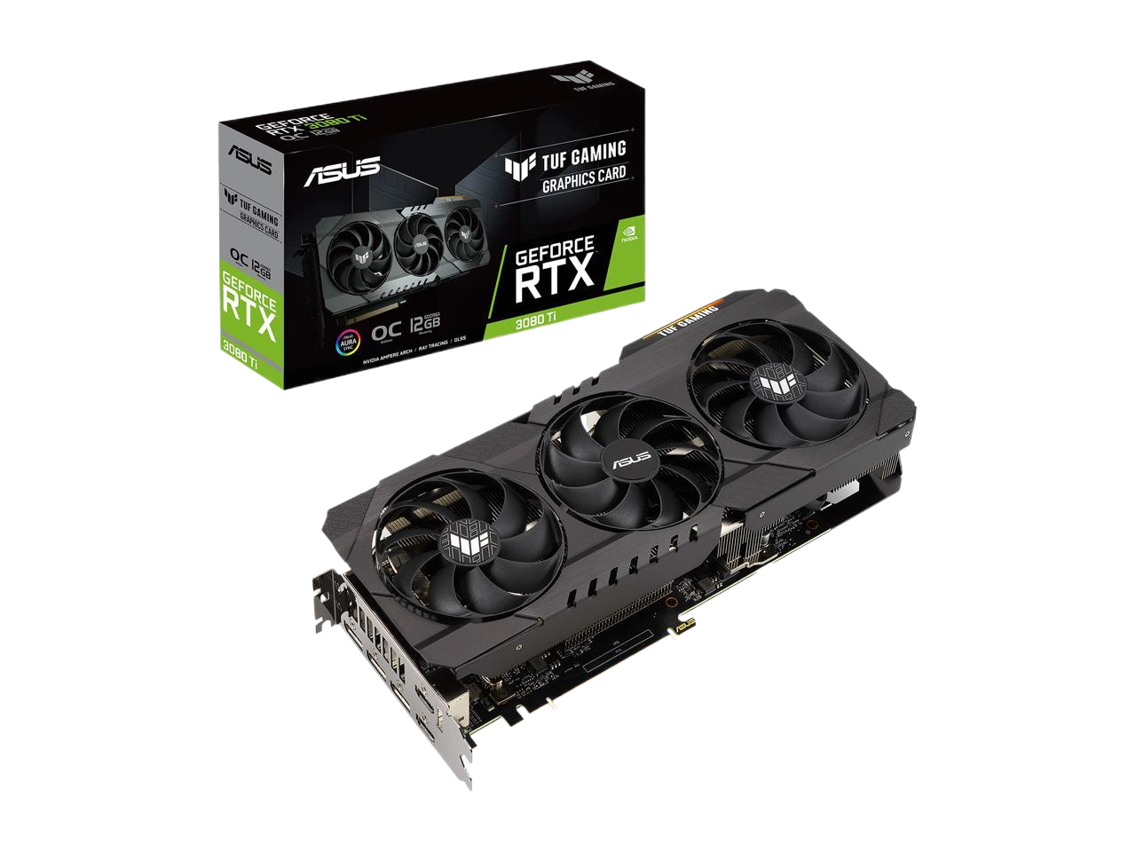 ASUS TUF Gaming GeForce RTX 3080 Ti OC Edition 12GB GDDR6X PCIe 4.0 HDMI 2.1 DisplayPort 1.4a Dual Ball Fan Bearings Military-grade Certification GPU Tweak II Graphics Card TUF-RTX3080TI-O12G-GAMING