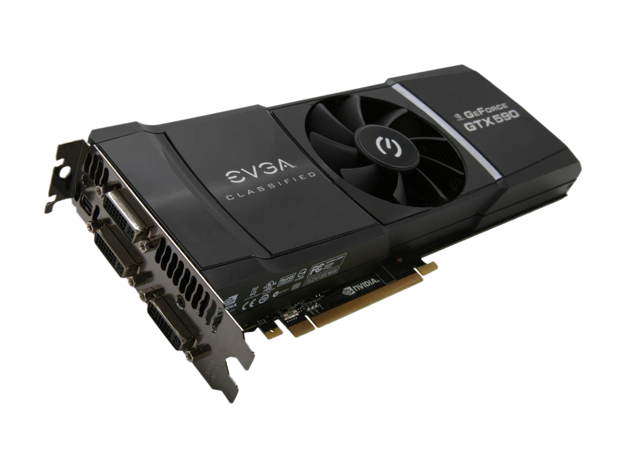 EVGA GTX 590 CLASSIFIED Limited Edition 3GB 768-bit GDDR5 PCI express 2.0 x16 3xDual-Link DVI DisplayPort HDCP Ready QUAD SLI Ready PhysX 3D Vision Surround Support Video Card 03G-P3-1598-AR