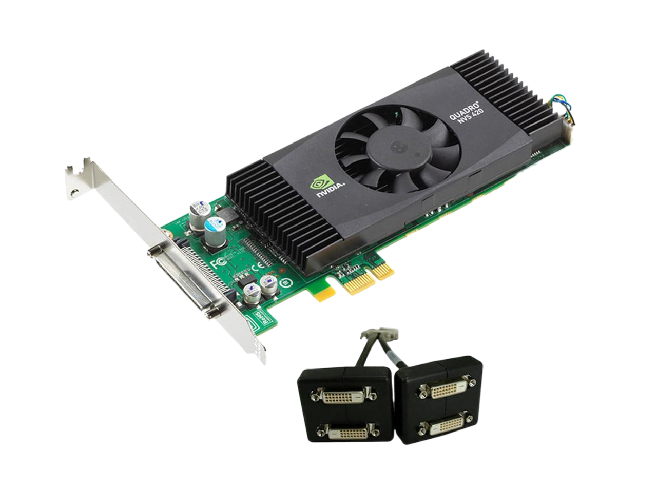 PNY Quadro NVS 420 512MB (256MB per GPU) 128-bit (64-bit per GPU) GDDR3 PCI Express x1 Low Profile Workstation Video Card VCQ420NVS-X1-DVI-PB
