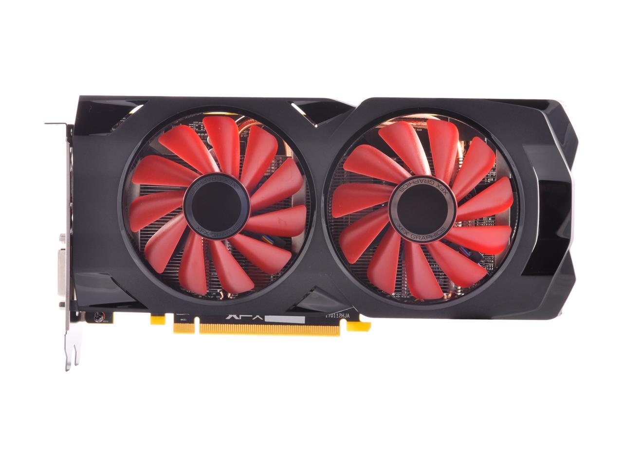 XFX Radeon RX 570 DirectX 12 RX-570P427D6 4GB OC+ 1284 MHz XFX Custom Backplate 256-Bit DDR5 PCI Express 3.0 CrossFireX Support Video Card