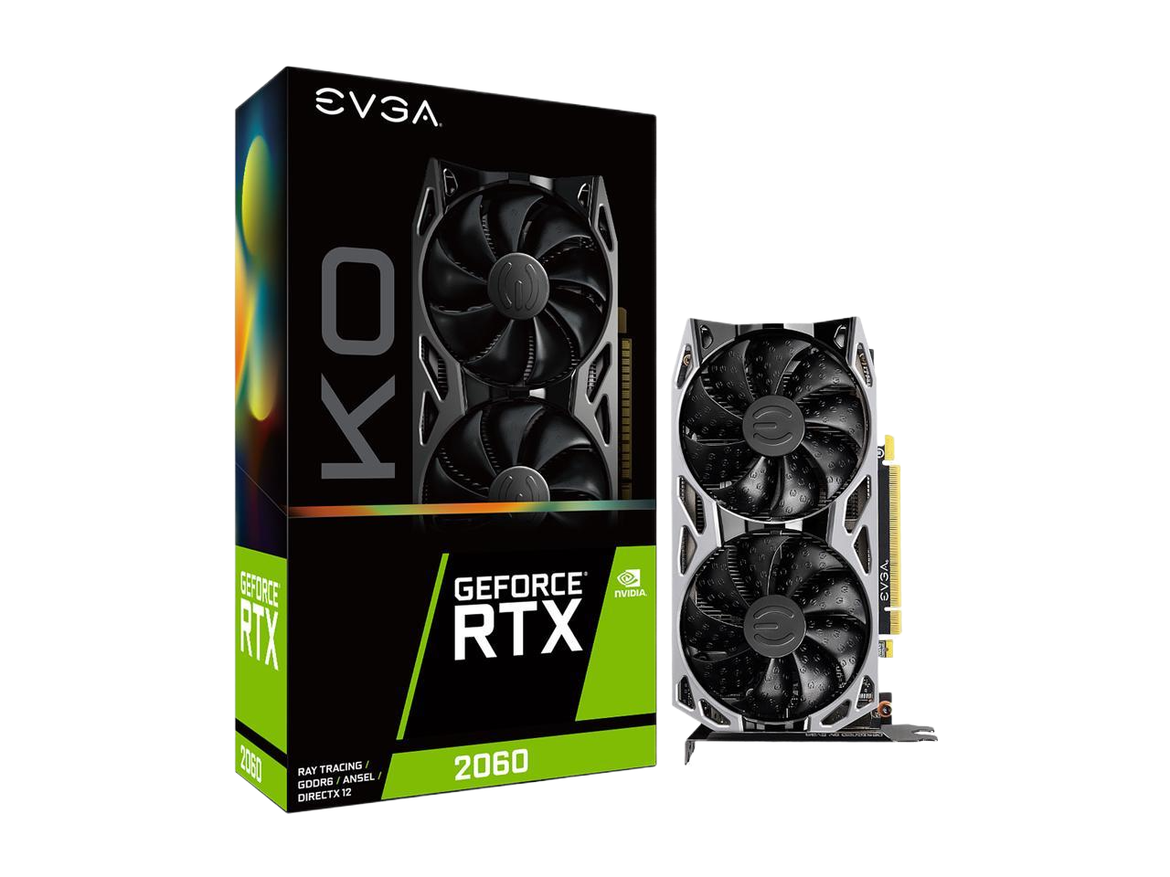 EVGA GeForce RTX 2060 KO GAMING 6GB GDDR6 Dual Fans Metal Backplate Video Graphics Card 06G-P4-2066-KR