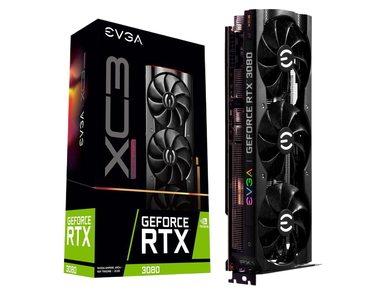 EVGA GeForce RTX 3080 XC3 ULTRA GAMING 10GB GDDR6X iCX3 Cooling ARGB LED Metal Backplate LHR Video Card 10G-P5-3885-KL