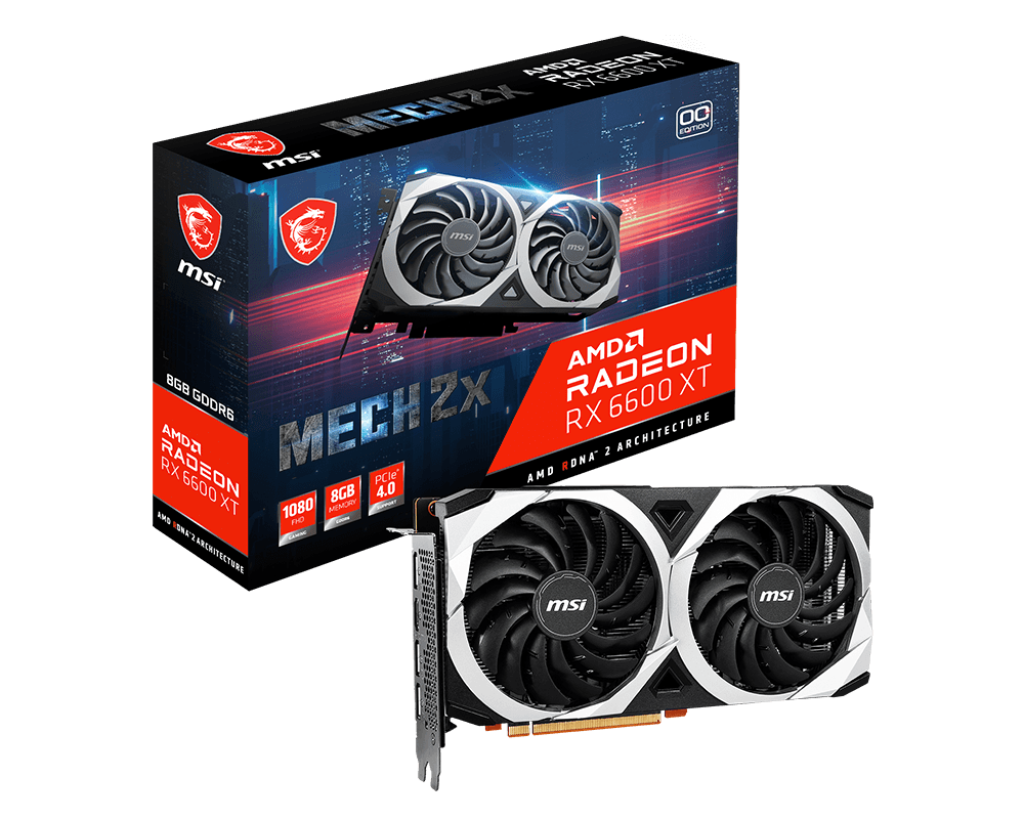 MSI Gaming AMD Radeon RX 6600 XT 128-bit 8GB GDDR6 DP/HDMI Dual Torx Fans FreeSync DirectX 12 VR Ready OC RX 6600 XT MECH 2X 8G OC Graphics Card