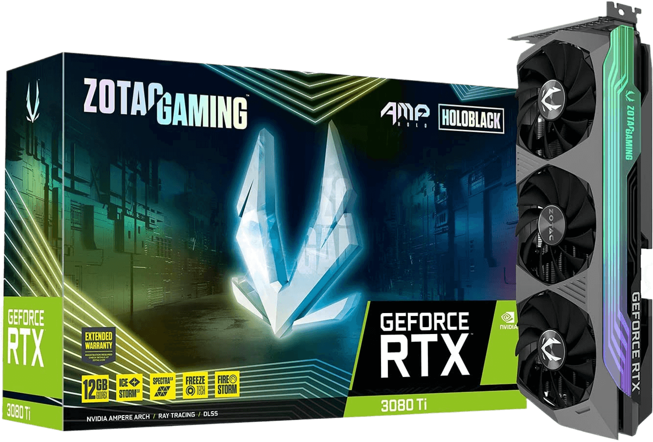 ZOTAC GAMING GeForce RTX 3080 AMP Holo 10GB GDDR6X 320-bit 19 Gbps PCIE 4.0 Gaming HoloBlack IceStorm 2.0 Advanced Cooling SPECTRA 2.0 RGB Lighting Graphics Card ZT-A30800F-10P