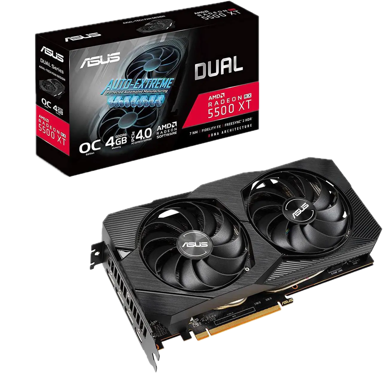 ASUS AMD Dual Radeon RX 5500 XT EVO OC Edition Gaming Graphics Card
