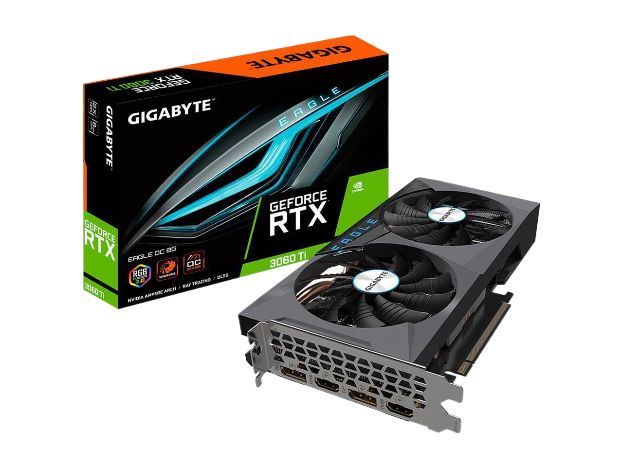 GIGABYTE GeForce RTX 3060 Ti Eagle OC 8G REV2.0 LHR 8GB 256-bit GDDR6 Video Card GV-N306TEAGLE OC-8GD