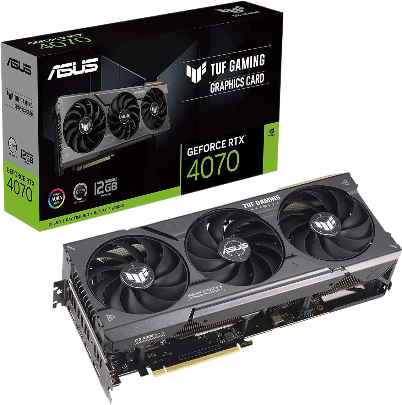 ASUS TUF Gaming GeForce RTX 4070 OC Edition PCIe 4.0, 12GB GDDR6X, HDMI 2.1, DisplayPort 1.4a Gaming Graphics Card