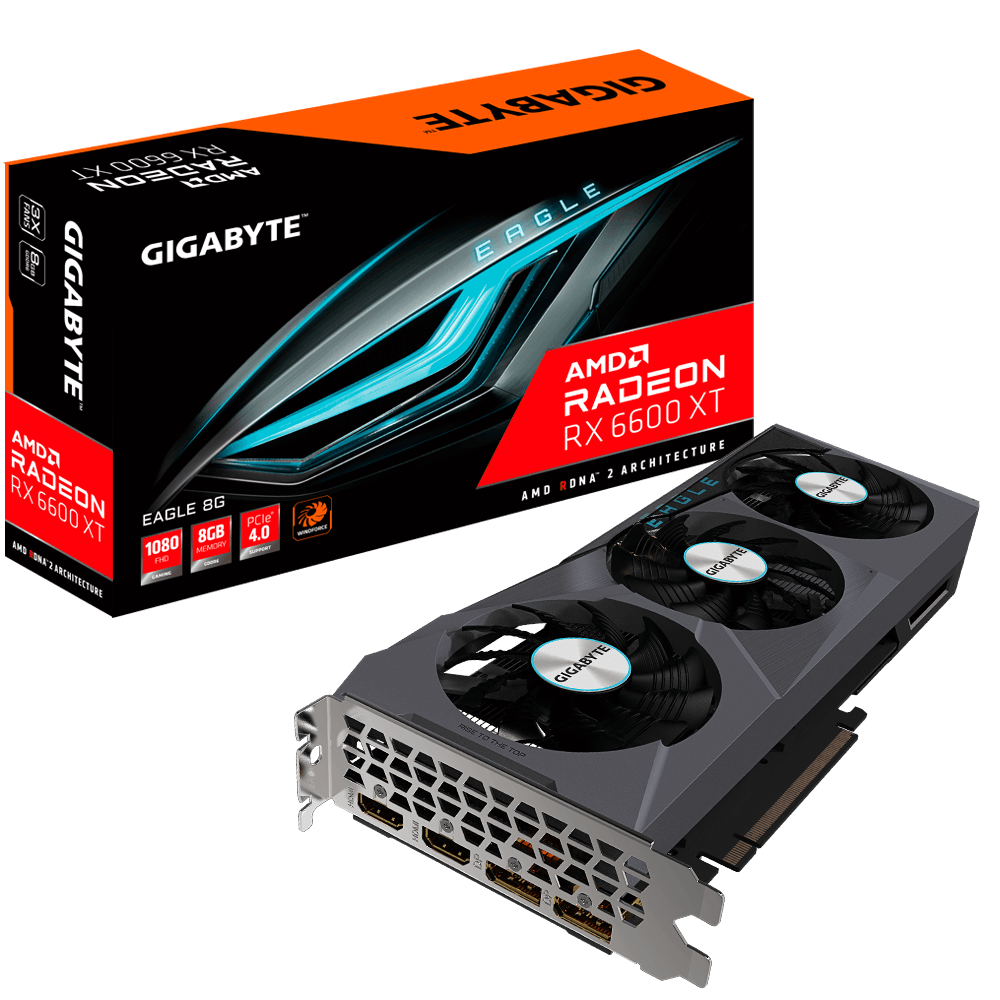 GIGABYTE Radeon RX 6600 XT EAGLE 8G Graphics Card WINDFORCE 3X Cooling System 8GB 128-bit GDDR6 GV-R66XTEAGLE-8GD Graphics Card