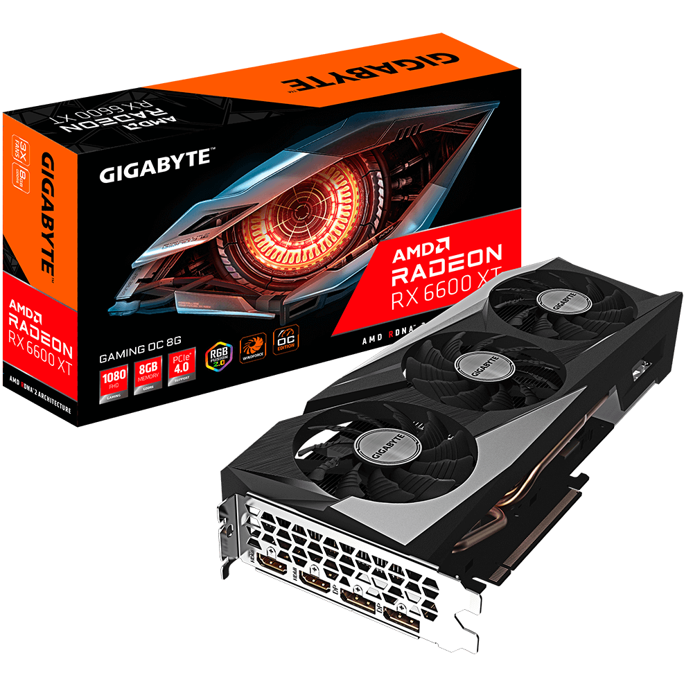 GIGABYTE Radeon RX 6600 XT Gaming OC 8G WINDFORCE 3X Cooling System 8GB 128-bit GDDR6 GV-R66XTGAMING OC-8GD Graphics Card