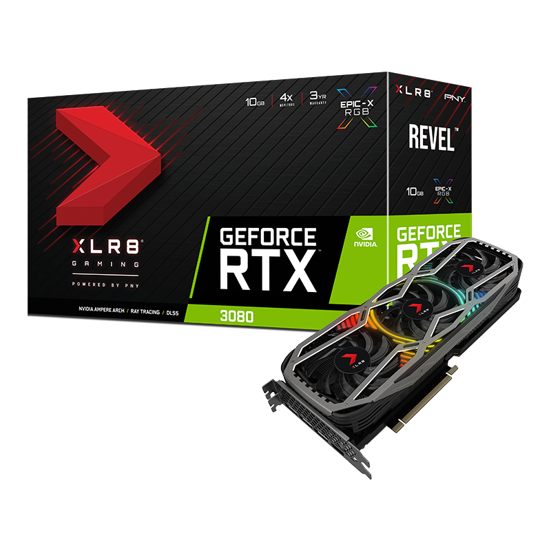 PNY GeForce RTX 3080 10GB XLR8 Gaming REVEL EPIC-X RGB Triple Fan Graphics Card