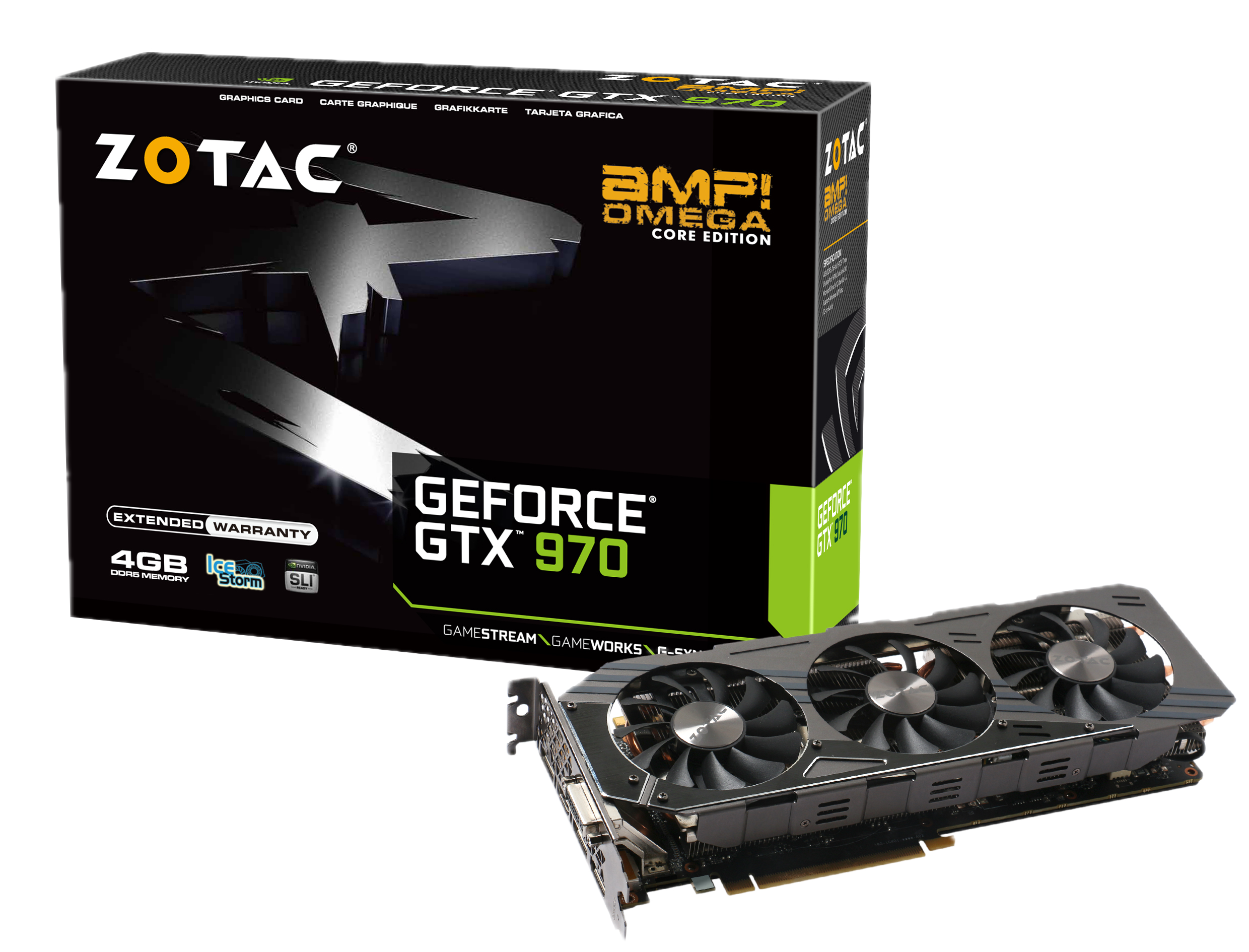 ZOTAC NVIDIA GeForce GTX 970 AMP! OMEGA Core Edition 4GB GDDR5 DVI/HDMI/3DisplayPort PCI-Express Video Graphics Card